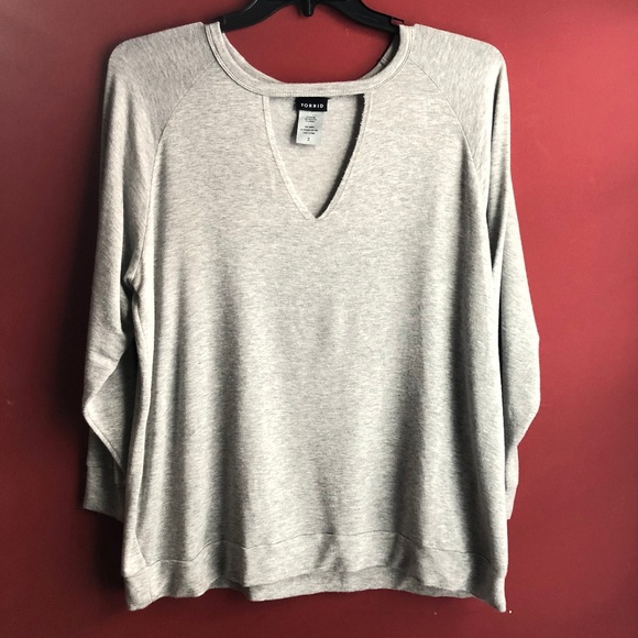 torrid Tops - Torrid Long Sleeve Grey KeyHole Women’s Top size 2X